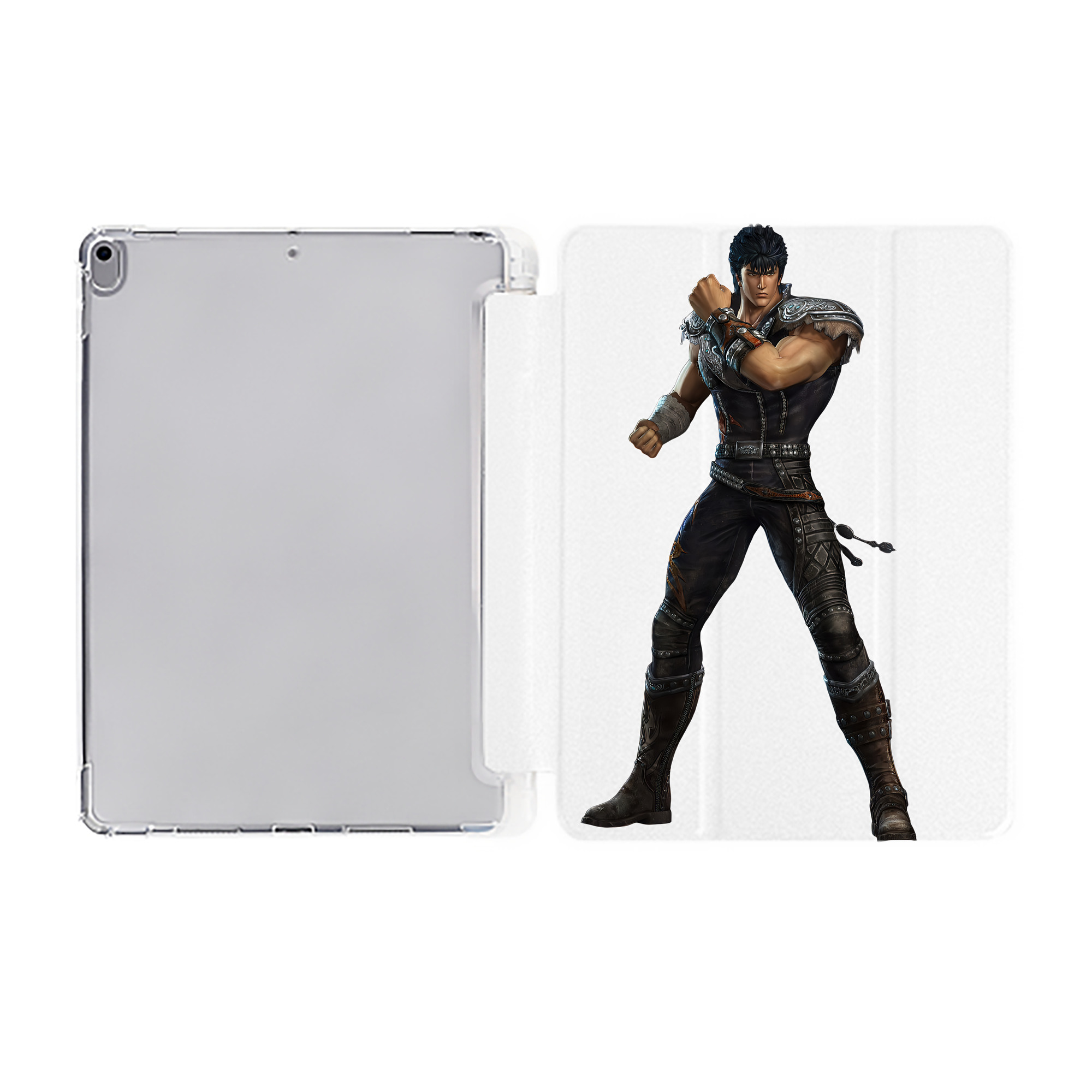 （画像用） 北斗の拳 Fist of the North Star IPad ケース ペン収納付き 三つ折りスタンド PUレザー×シリコン 対応機種9.5/10.5/10.9インチ